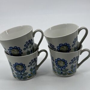 Vintage Figgjo Flint Norway Mugs Set 4 Floral Retro Rare Discontinued Retired
